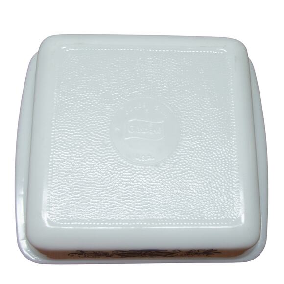 Made In The USA GLASSBAKE 8" Square Vintage Casserole Dish Blue Onion #J2428 - Picture 4 of 5